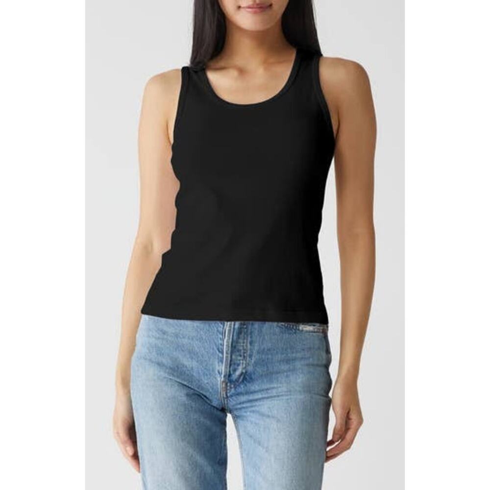 Michael Stars Juno Scoop Neck Tank in Black	OS Minimalist Basics